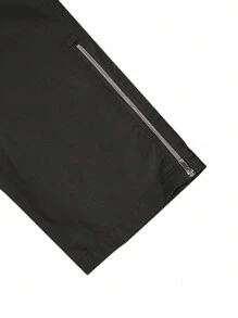 Claim Dot Men Flap Pocket Side Drawstring Waist Cargo Pants - Black - View 5