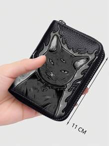 Bat Sada 1pc Gothic Halloween Firecracker Cat Design Zipper Wallet, Holiday Gift For Friends - Multicolor - View 3