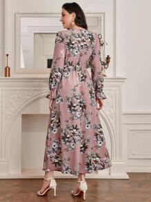 Mulvari 印花喇叭袖洋裝 - 粉色 - 查看 2