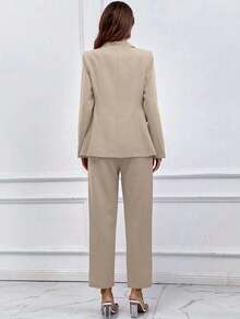 Double Breasted Blazer & Pants - 杏色 - 查看 3