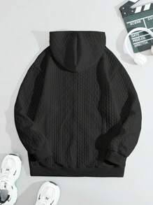 男士拉鏈開襟連帽夾克 - 黑色 - 查看 2