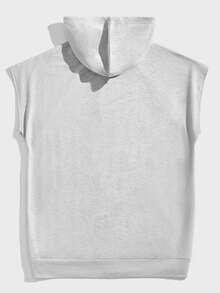 ROMWE MEN Street Life Nam Đồ họa Chữ cái Dây kéo Dây rút Hoodie - Xám - Xem 2