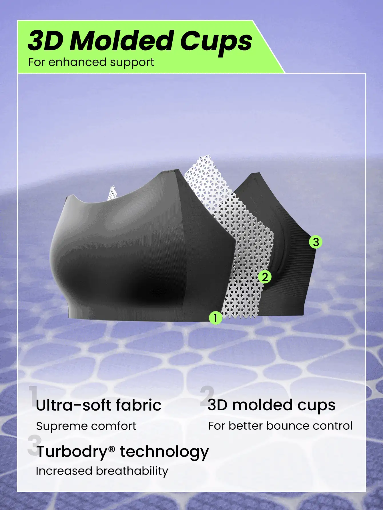 GLOWMODE High Support Mesh Max Convertible Strap Sports Bra Gym Workout Quick Dry Moisture Wicking