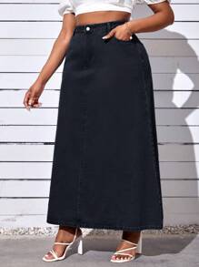 SHEIN SXY Plus Solid Denim Skirt