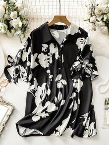 Mulvari Hơn In hoa Knot Cuff Áo sơ mi - Nhiều màu - Xem 5