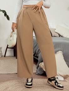 Flirla 大碼西裝褲 - 駝色 - 查看 5