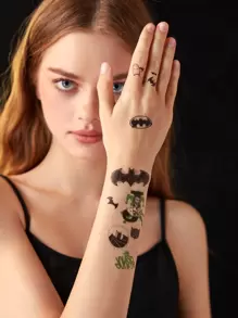 BATMAN X SHEIN 蝙蝠圖案臨時紋身貼合適的適用於日常使用