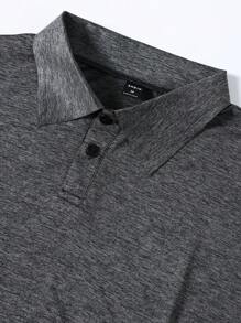 Manfinity Fitness 男士素色運動POLO衫 - 灰色 - 查看 3