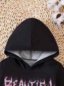 Bébé Garçon Sweat-Shirt À Capuche À Lettres - Noir - Voir 4