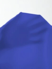 Wandoria Women's Solid Color Overlap V-Neck Lantern Sleeve Pleated Fashion Blouse - Royal Blue - View 8