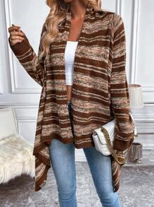 SHEIN LUNE 段染落肩袖開襟開衫 - 彩色 - 查看 6