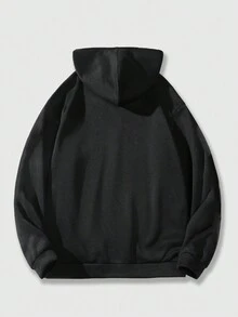 ROMWE MEN Goth 男士簡約風拉鍊運動衫 - 黑色 - 查看 4