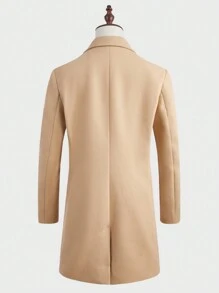 Manfinity VCAY Men 1pc Lapel Neck Overcoat, For Fall Winter - Khaki - View 2
