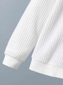 SHEIN 男大童素色絨毛外套和褲子&連帽衫 - 藍色 - 查看 5