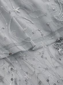 DAZY Contrast Sequin Mesh Overlay Cami Dress Prom Dress - Grey - View 7