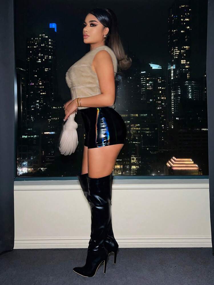 Zip Up Fuzzy Vest Coat