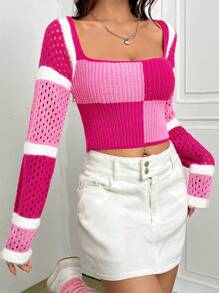 SHEIN EZwear 女士毛衣 - 玫紅色 - 查看 1