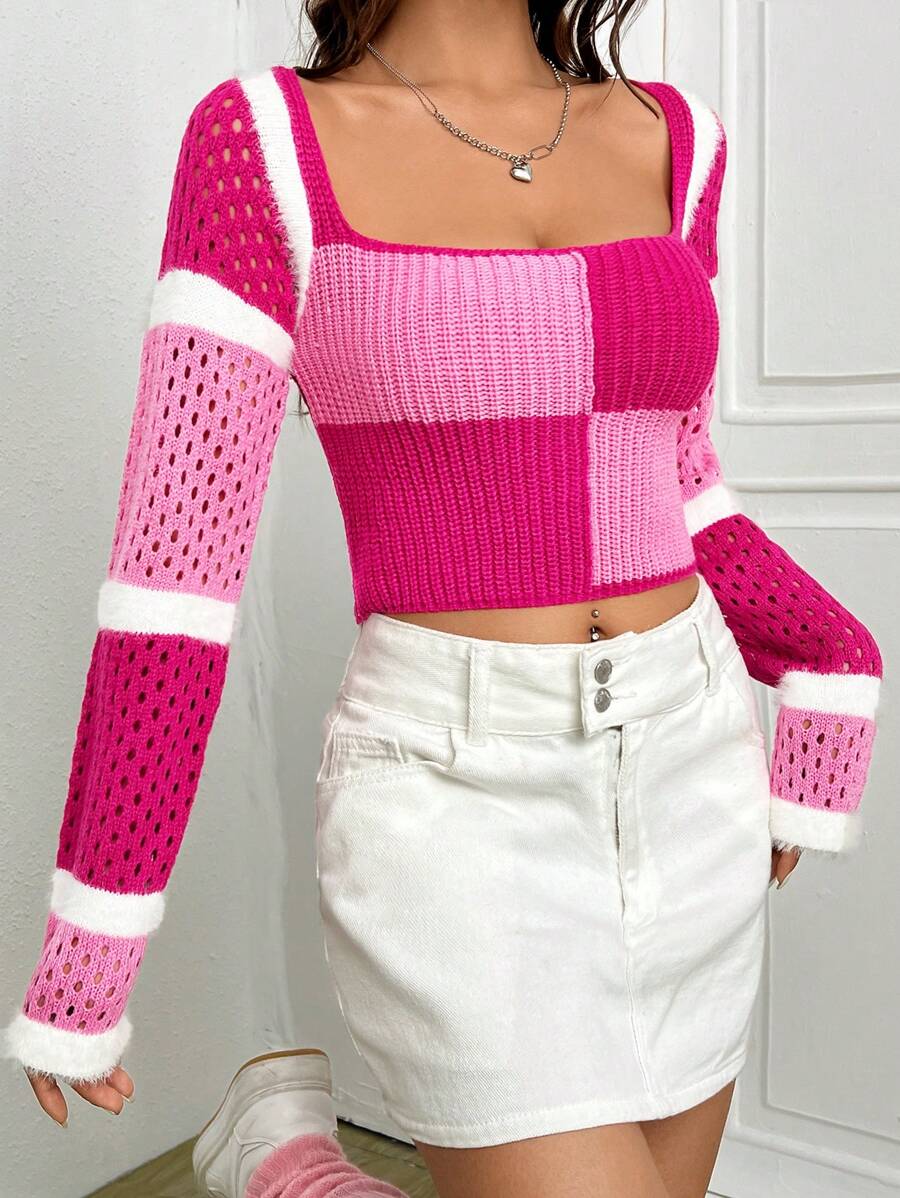 SHEIN EZwear 女士毛衣 - 玫紅色 - 查看 1