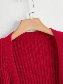 SHEIN LUNE Plus Drop Shoulder Open Front Dual Pocket Cardigan For New Year Clothes, For Winter