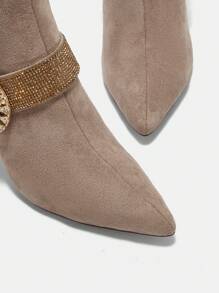 SheIn BIZ Đúng mốt Giày bốt ngắn Đối với phụ nữ - Màu Khaki - Xem 7