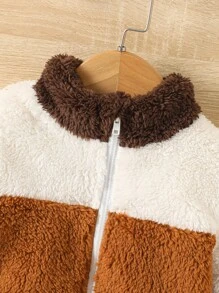 Baby Girl Colorblock Zip Up Teddy Coat - Multicolor - View 4
