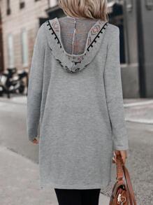 Áo khoác cardigan dài tay có mũ trùm đầu họa tiết hình học cỡ lớn cho nữ - Nhiều màu - Xem 2