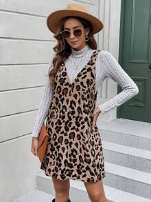 SHEIN LUNE In hoa Báo Đầm Tổng thể & Áo thun - Màu Khaki - Xem 3