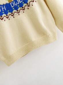 Young Boy Letter Pattern Raglan Sleeve Sweater
