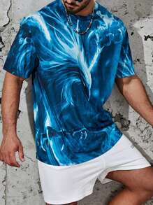 Manfinity LEGND Men Plus Graphic Round Neck Tee - Blue - View 3