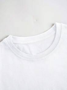 男士標語和天使印花落肩T恤 - 白色 - 查看 5