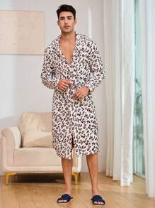 Hombres Bata con cinturón con estampado de leopardo - Multicolor - Ver 1