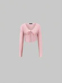 SHEIN Unity Nữ Cardigans - Màu Hồng baby - Xem 1