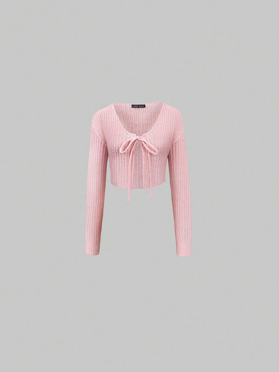 SHEIN Unity Nữ Cardigans - Màu Hồng baby - Xem 1