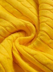 Men Turtleneck Cable Knit Sweater - Yellow - View 3