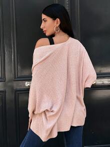 EURMUSE tay cánh Mở Mặt trước Áo len Mở - Bụi hồng - Xem 2