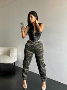 VaVaBold Lace Up Front PU Leather Bodysuit - Black - View 5