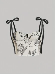 SHEIN MOD 大碼印花肩上打結吊帶上衣 - 彩色 - 查看 2