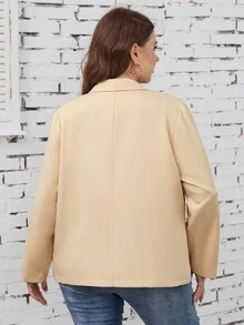 SHEIN LUNE 大碼西裝 - 卡其色 - 查看 2