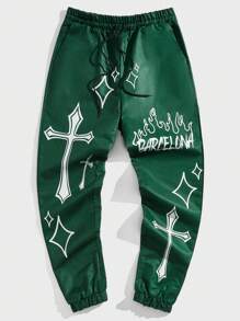 Street Life 男士十字紋印花束口褲 - 彩色 - 查看 1