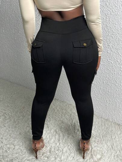 Slaydiva Flap Pocket Side Skinny Pants