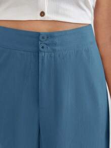 SHEIN Frenchy 大碼直筒褲 - 藍色 - 查看 5