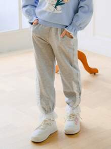 女童（小）長褲 - 淺灰色 - 查看 3