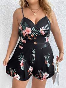 SHEIN Clasi Hơn In hoa Cami Romper - Nhiều màu - Xem 7