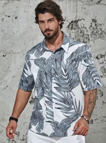 Manfinity RSRT Hommes Plus Chemise Imprimé Tropical - Blanc - Voir 6