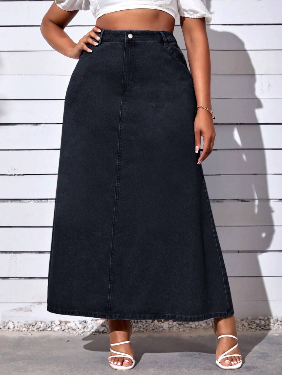 SHEIN SXY Plus Solid Denim Skirt