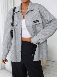 SHEIN EZwear Mantel Buchstabe Flicken Detail Drop Shoulder Pattentasche