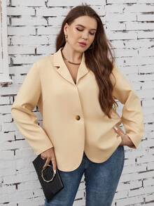 SHEIN LUNE 大碼西裝 - 卡其色 - 查看 3