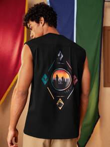 HARRY POTTER X SHEIN Manfinity Sport Corelite 男士字母和獨角獸印花健身運動背心 - 黑色 - 查看 2