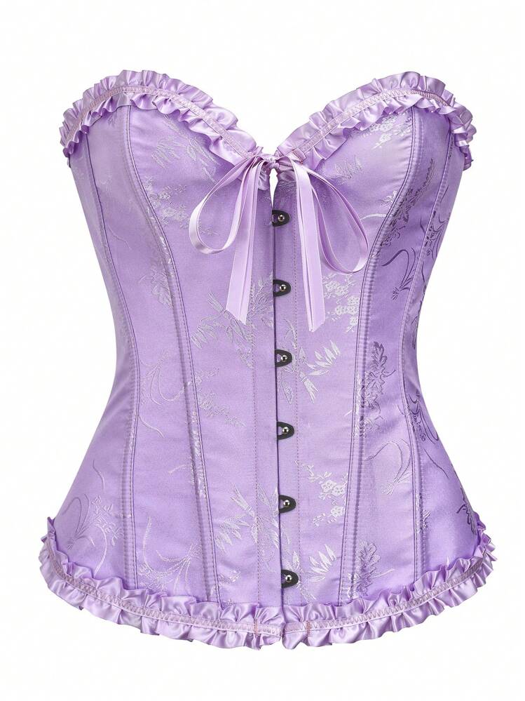 Women's Jacquard Backless Lace-Up Bustier Shapewear Corset