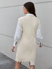 SHEIN Clasi 1pc Raw Trim Asymmetrical Hem Sweater Dress